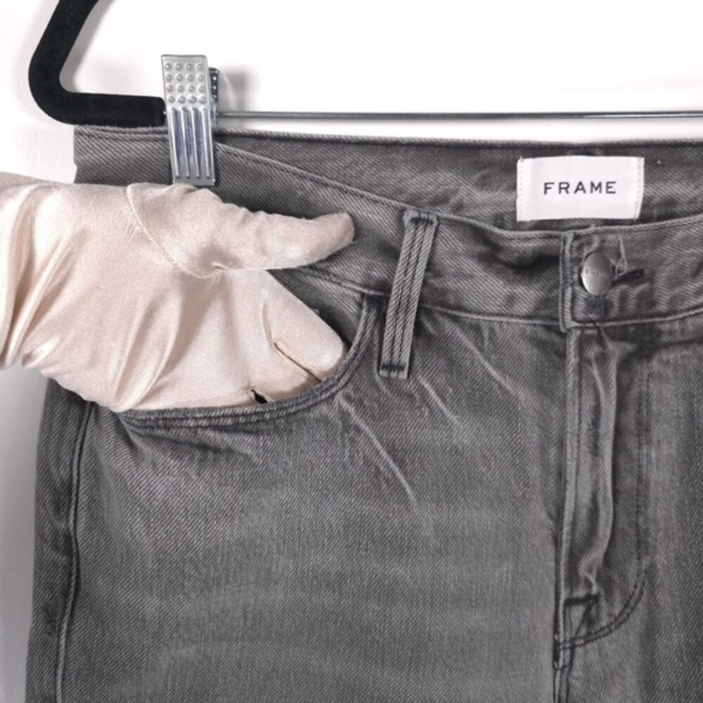 NWT FRAME LE GARÇON CROP Mid Rise Straight Fit Distressed Monsoon Jeans Size 25 - Picture 3 of 16
